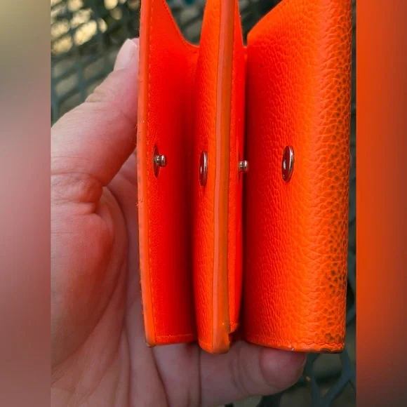 Balenciaga Vibrant Orange Pebbled Leather wallet - Picture 10 of 10